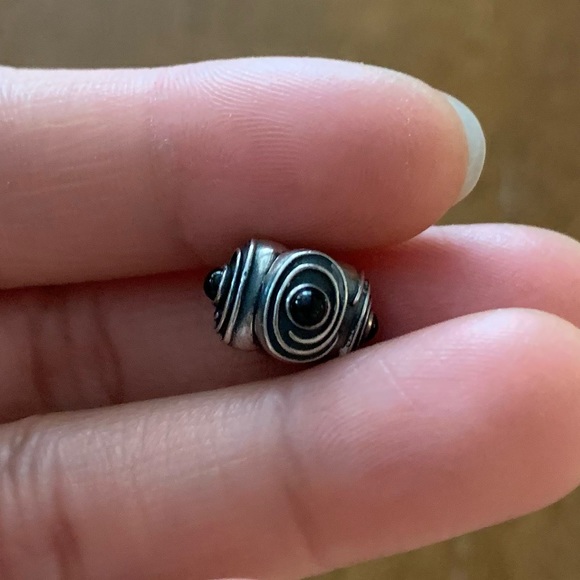 Retired HTF Pandora "Hypnotize" Black Onyx Safety Clip Stopper Charm - Picture 10 of 11